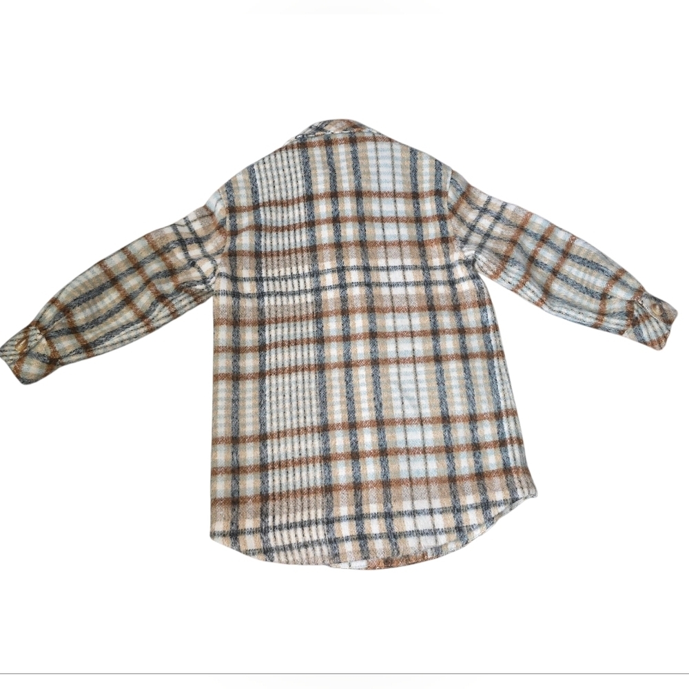 Altar'd State Plaid Teddy Jacket Size M Neutral Tones - Picture 2 of 8